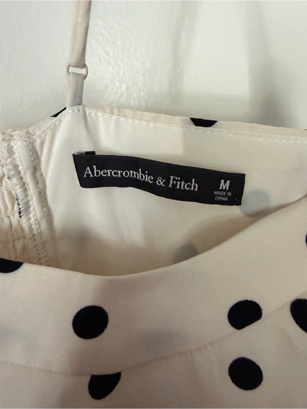 Abercrombie & Fitch Cream Maxi Slip Dress with Black Polka Dots - Picture 3 of 4